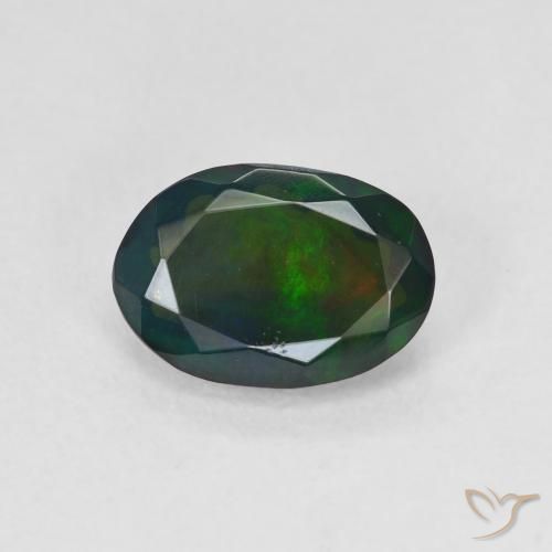 1.22ct Naturel Multicolore Opale noire, ovale, Translucide