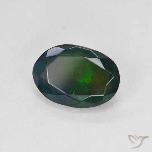 Opale noire Multicolore naturelle ovale, 1.22 ct, Translucide