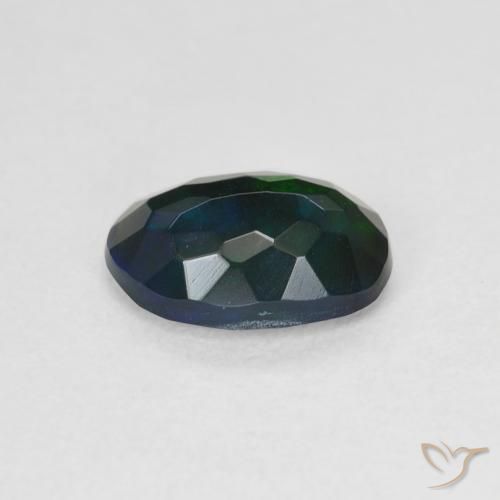 Opale noire Multicolore naturelle ovale, 1.22 ct, Translucide