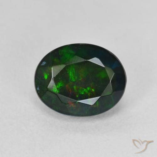 1.39ct Naturel Multicolore Opale noire, ovale, Translucide