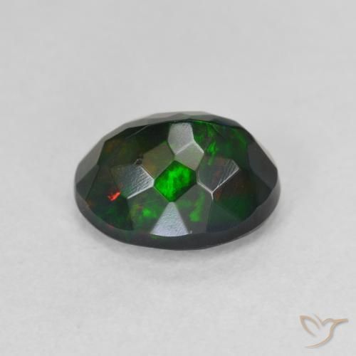 Opale noire Multicolore naturelle ovale, 1.39 ct, Translucide