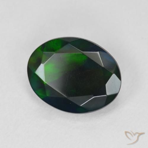 Opale noire Multicolore naturelle ovale, 2.07 ct, Translucide