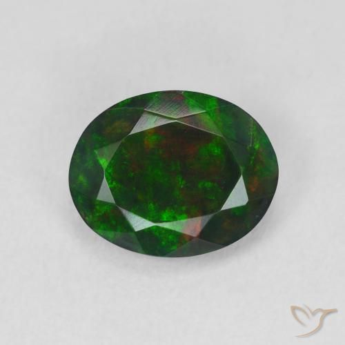 Opale noire Multicolore naturelle ovale, 1.25 ct, Translucide
