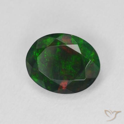 Opale noire Multicolore naturelle ovale, 1.25 ct, Translucide