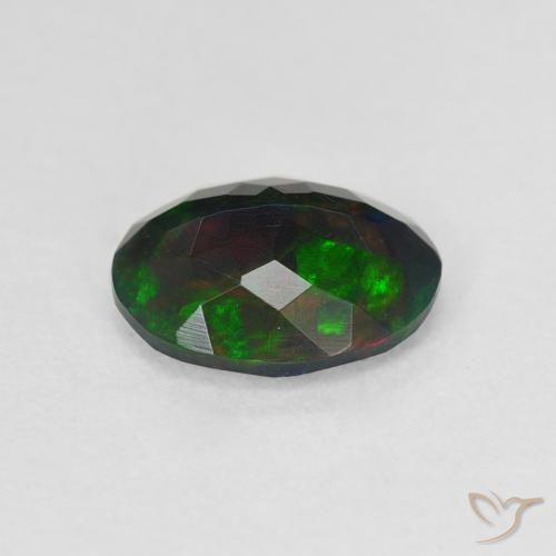 Opale noire Multicolore naturelle ovale, 1.25 ct, Translucide
