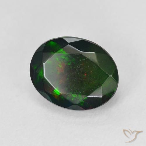 Opale noire Multicolore naturelle ovale, 1.72 ct, Translucide