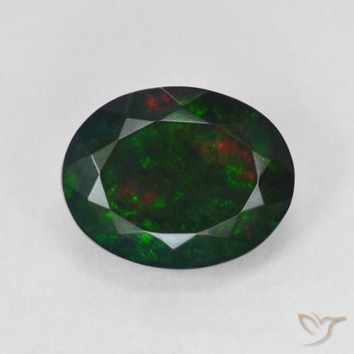 2.93ct Naturel Multicolore Opale noire, ovale, Translucide