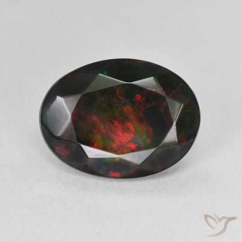 Opale noire Multicolore naturelle ovale, 2.42 ct, Translucide