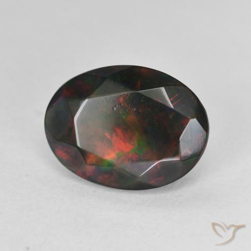 Opale noire Multicolore naturelle ovale, 2.42 ct, Translucide