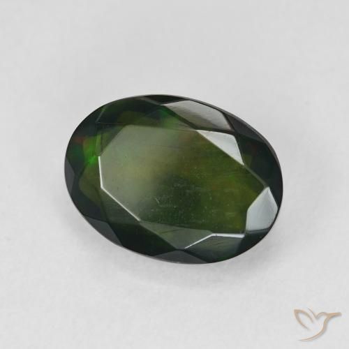 Opale noire Multicolore naturelle ovale, 2.75 ct, Translucide