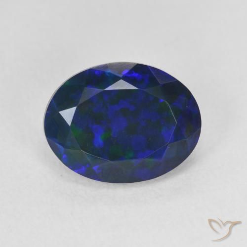 Opale noire multicolore naturelle coupe ovale, 2,17 ct, translucide