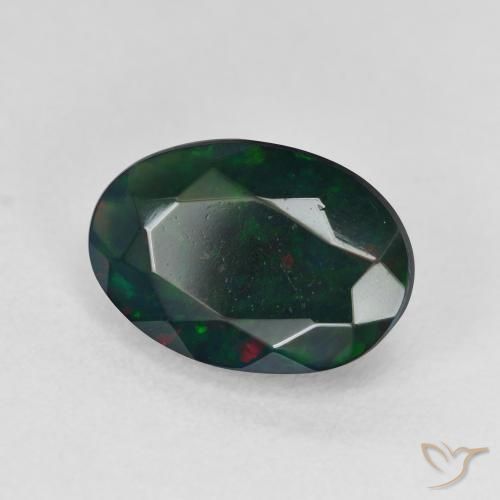 Opale noire Multicolore naturelle ovale, 2.37 ct, Translucide