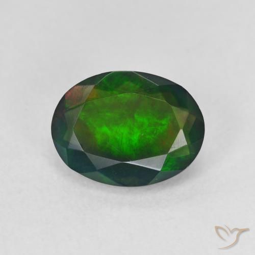 1.34ct Naturel Multicolore Opale noire, ovale, Translucide