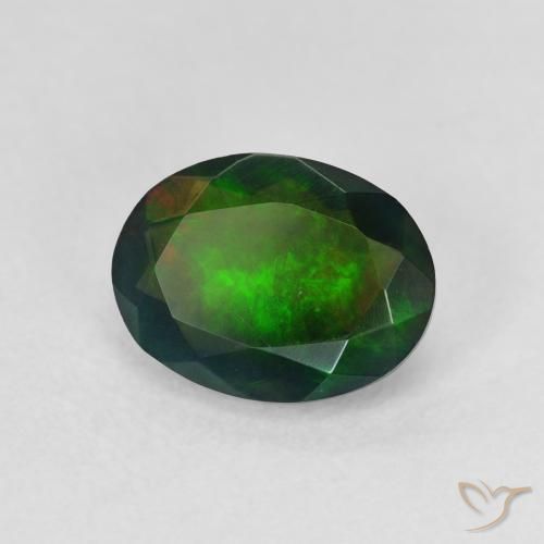 Opale noire Multicolore naturelle ovale, 1.34 ct, Translucide