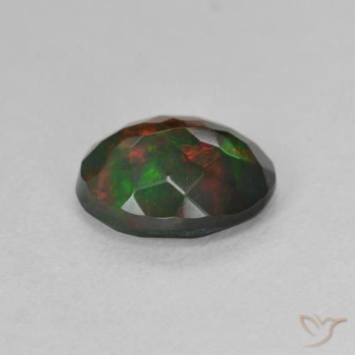 Opale noire Multicolore naturelle ovale, 1.24 ct, Translucide