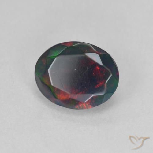 Opale noire Multicolore naturelle ovale, 1.09 ct, Translucide