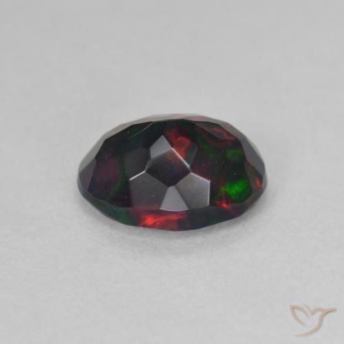 Opale noire Multicolore naturelle ovale, 1.09 ct, Translucide