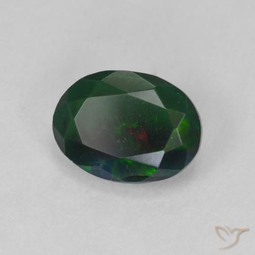 Opale noire Multicolore naturelle ovale, 1.29 ct, Translucide