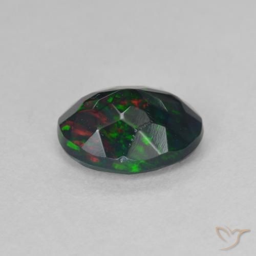Opale noire Multicolore naturelle ovale, 1.22 ct, Translucide