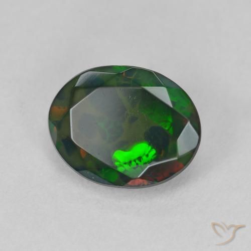 Opale noire Multicolore naturelle ovale, 1.42 ct, Translucide
