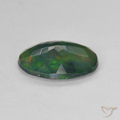Opale noire Multicolore naturelle ovale, 1.35 ct, Translucide