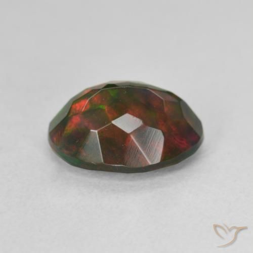 Opale noire Multicolore naturelle Coupe ovale, 1.61 ct, Translucide