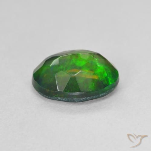 Opale noire Multicolore naturelle ovale, 1.38 ct, Translucide