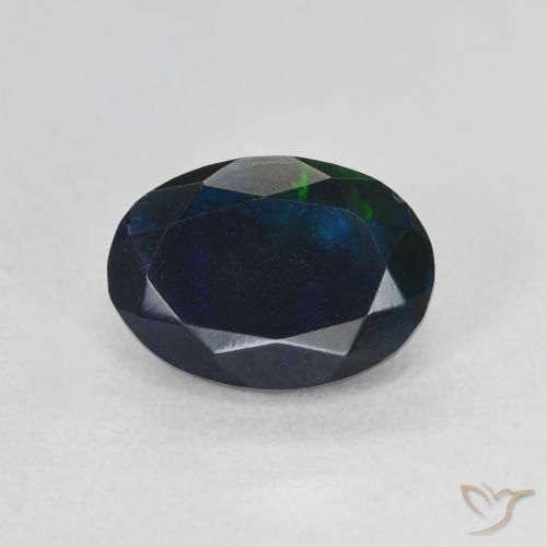 0.97ct Naturel Multicolore Opale noire, ovale, Translucide