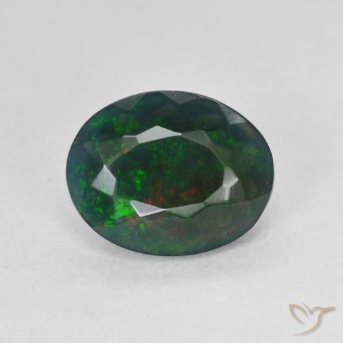 1.54ct Naturel Multicolore Opale noire, ovale, Translucide