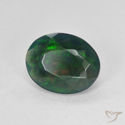 Opale noire Multicolore naturelle ovale, 1.54 ct, Translucide