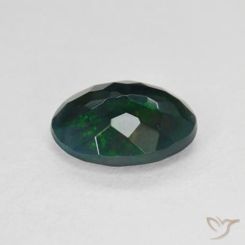 Opale noire Multicolore naturelle ovale, 1.54 ct, Translucide