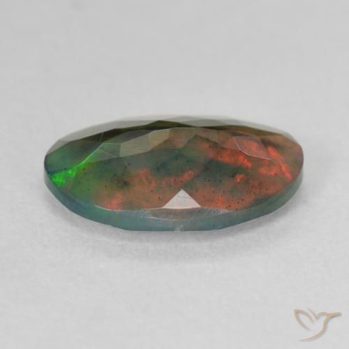 Opale noire Multicolore naturelle ovale, 1.67 ct, Translucide
