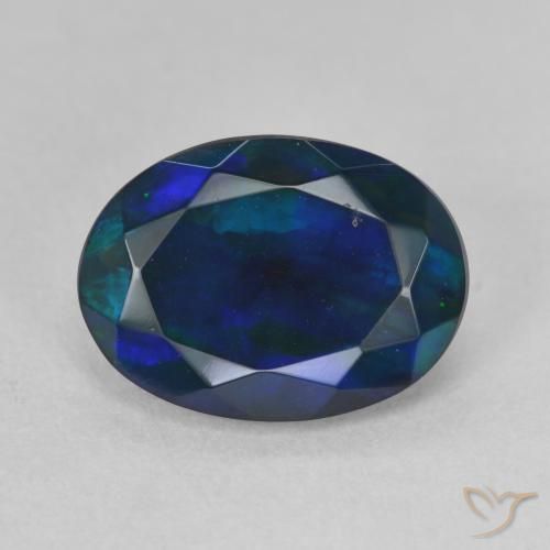 1.80ct Naturel Multicolore Opale noire, ovale, Translucide