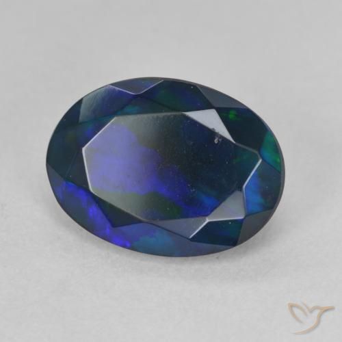 Opale noire Multicolore naturelle ovale, 1.80 ct, Translucide