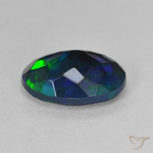 Opale noire Multicolore naturelle ovale, 1.80 ct, Translucide
