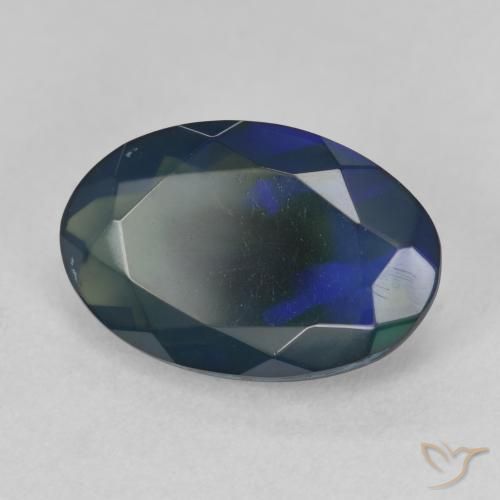 Opale noire Multicolore naturelle ovale, 1.75 ct, Translucide