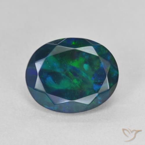 1.63ct Naturel Multicolore Opale noire, ovale, Translucide