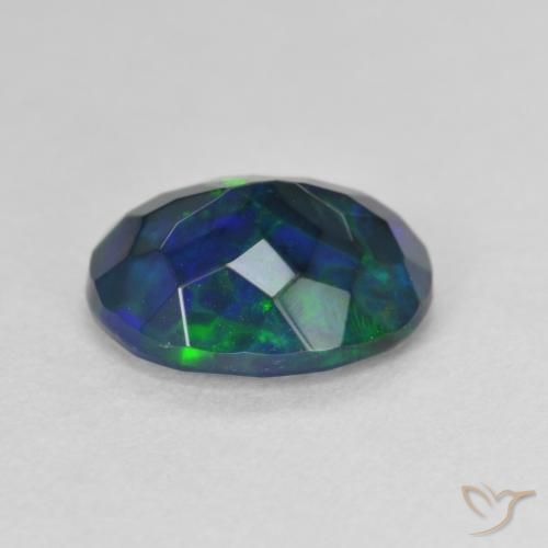 Opale noire Multicolore naturelle ovale, 1.63 ct, Translucide