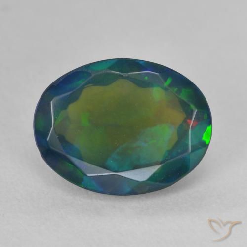 2.30ct Naturel Multicolore Opale noire, ovale, Translucide