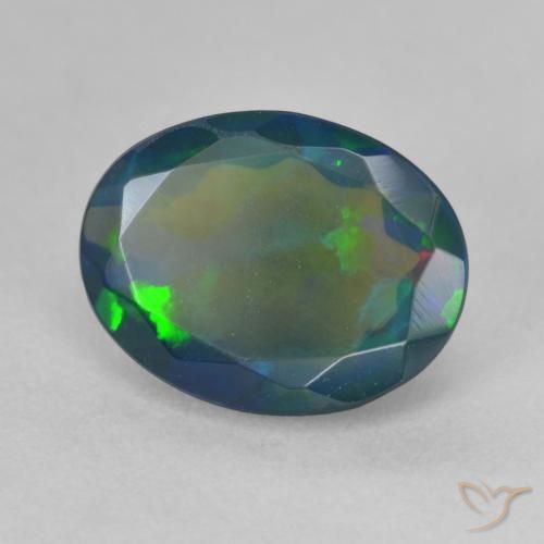 Opale noire Multicolore naturelle ovale, 2.30 ct, Translucide