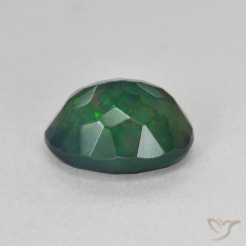 Opale noire Multicolore naturelle ovale, 1.43 ct, Translucide