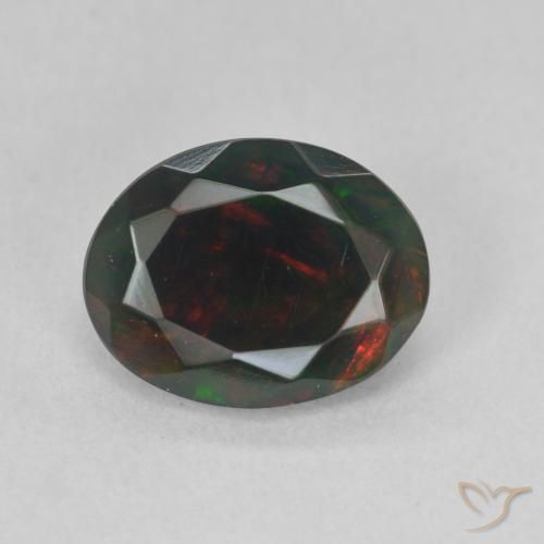 1.19ct Naturel Multicolore Opale noire, ovale, Translucide