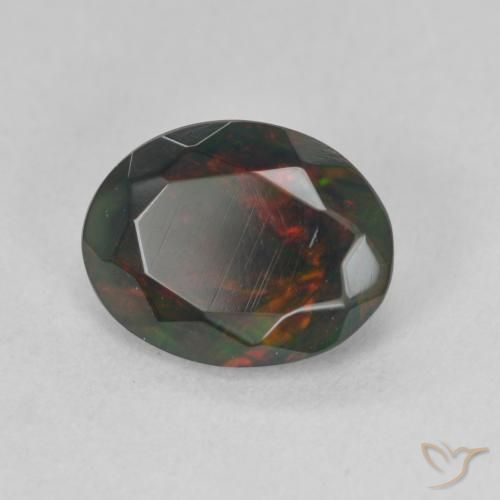 Opale noire Multicolore naturelle ovale, 1.19 ct, Translucide