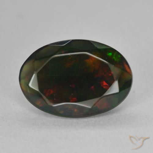 1.44ct Naturel Multicolore Opale noire, ovale, Translucide