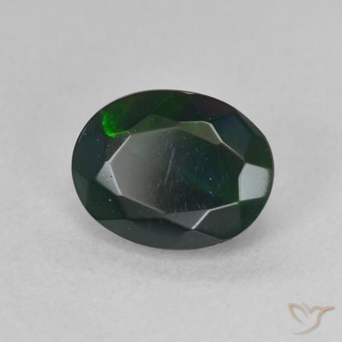 Opale noire Multicolore naturelle ovale, 1.17 ct, Translucide