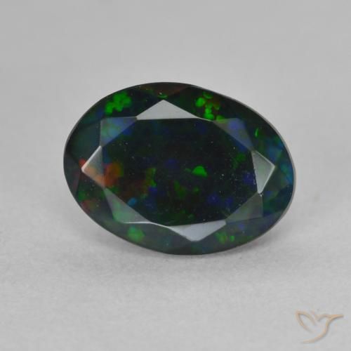 1.18ct Naturel Multicolore Opale noire, ovale, Translucide