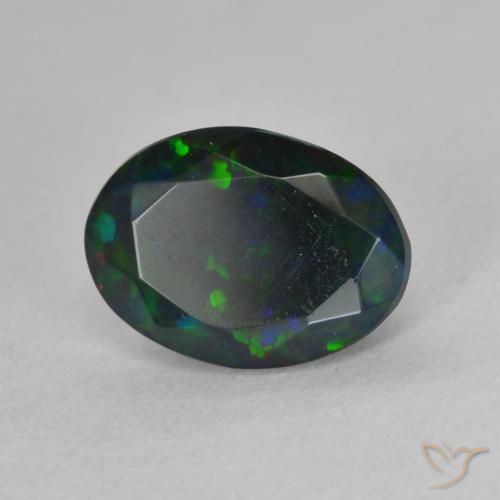 Opale noire Multicolore naturelle ovale, 1.18 ct, Translucide
