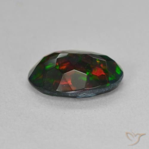 Opale noire Multicolore naturelle ovale, 1.18 ct, Translucide