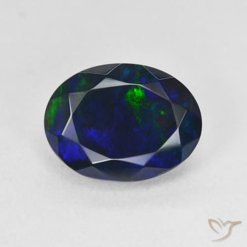 2.18ct Naturel Multicolore Opale noire, ovale, Translucide