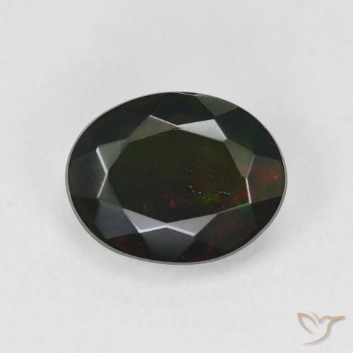 1.69ct Naturel Multicolore Opale noire, ovale, Translucide